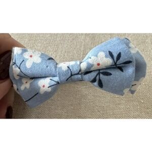 Blue Floral Kitten Collar Breakaway 6-9" Bowtie